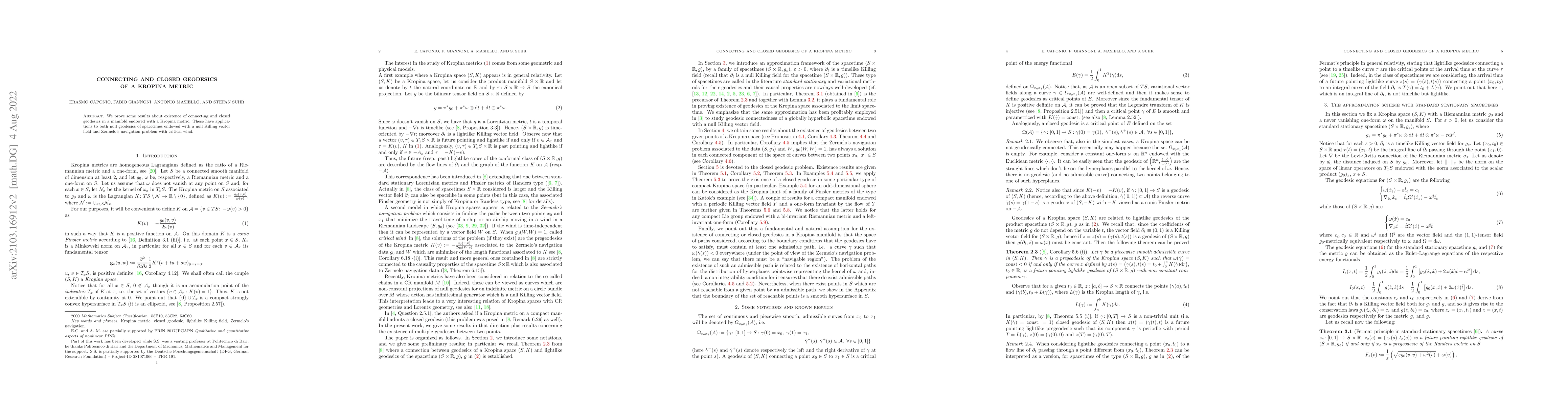Thumbnail for Connecting and closed geodesics of a Kropina metric