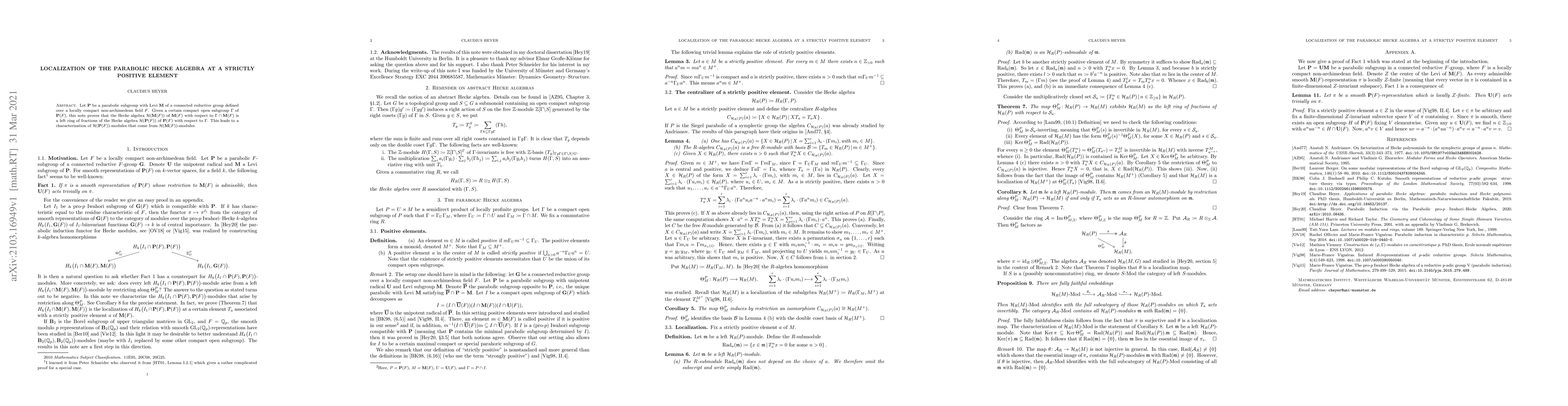 Thumbnail for Localization of the Parabolic Hecke Algebra at a Strictly Positive
  Element
