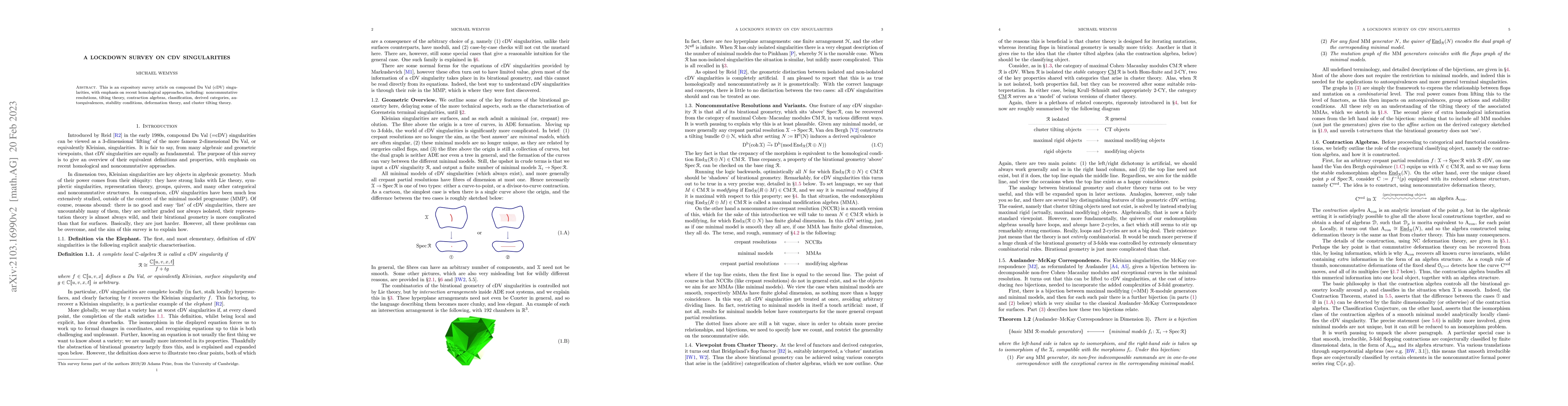 Thumbnail for A lockdown survey on cDV singularities