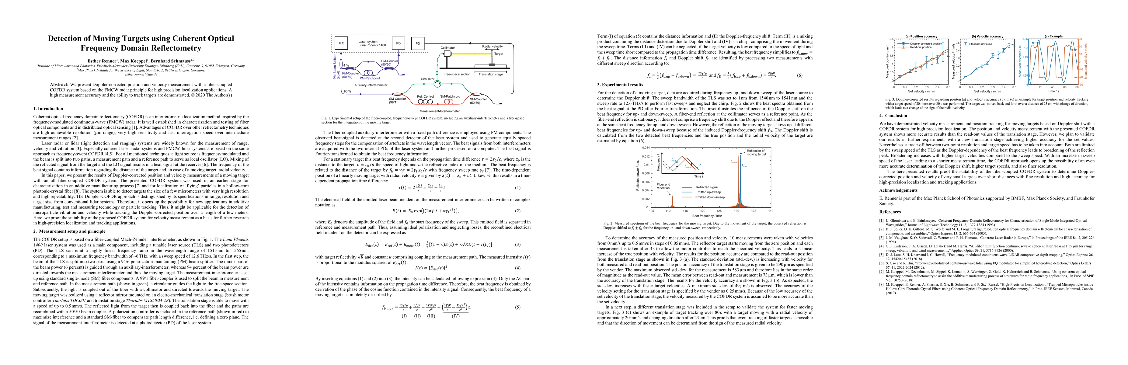 Thumbnail for Detection of Moving Targets using Coherent Optical Frequency Domain
  Reflectometry