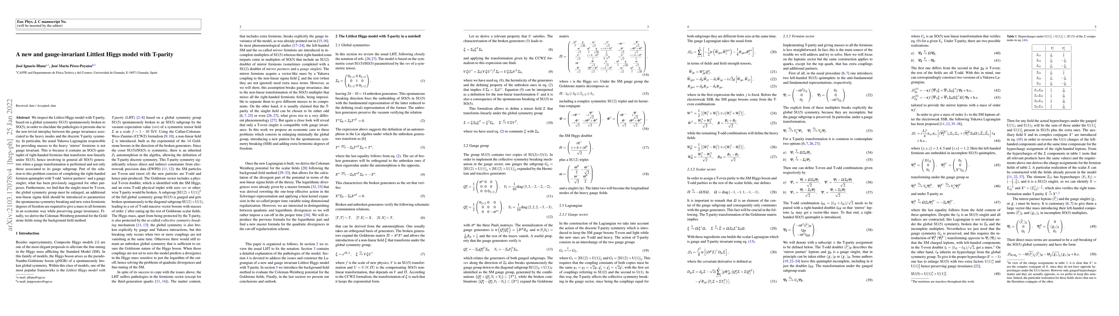 Thumbnail for A new and gauge-invariant Littlest Higgs model with T-parity