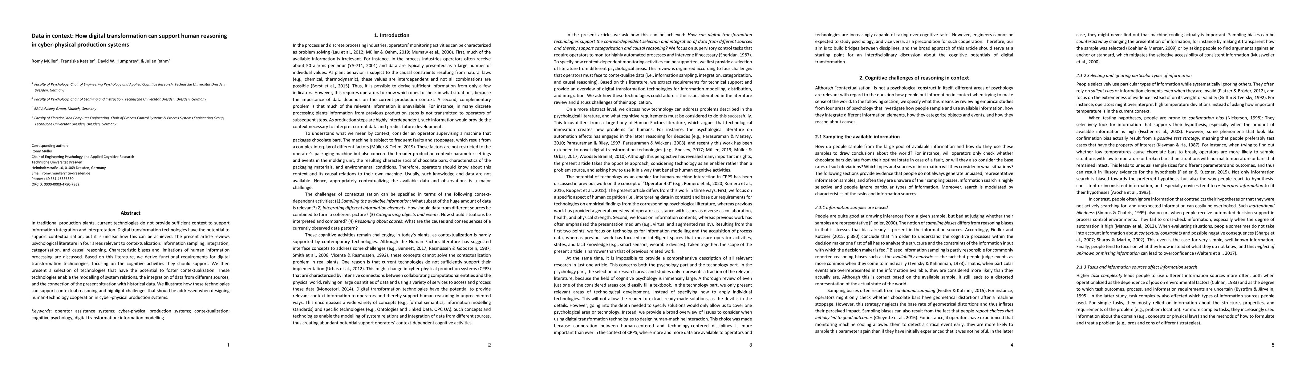 Thumbnail for Data in context: How digital transformation can support human reasoning
  in cyber-physical production systems