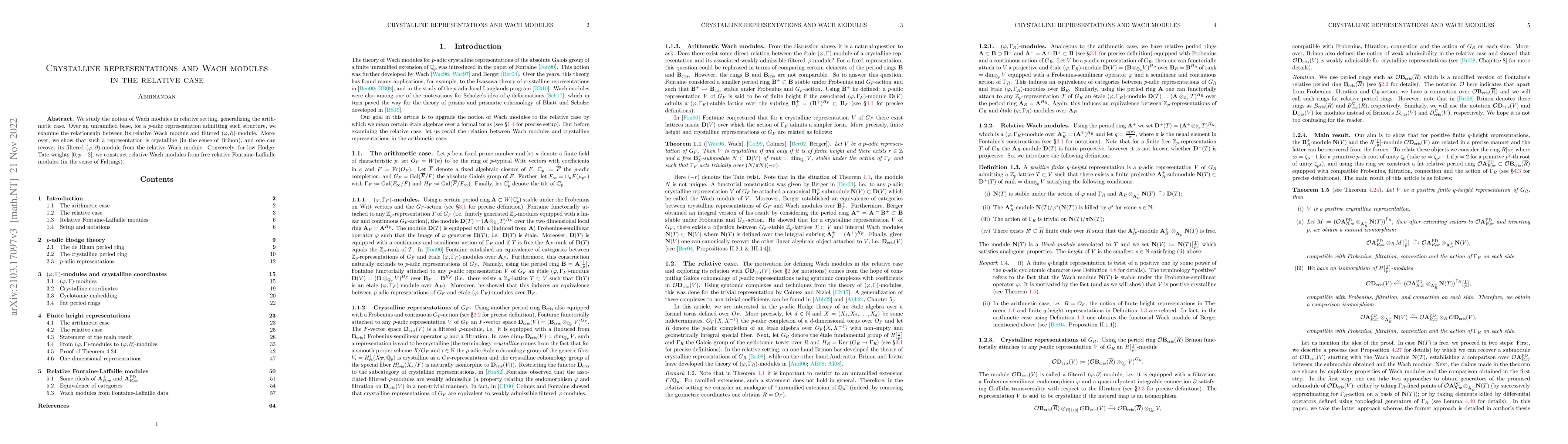 Thumbnail for Crystalline representations and Wach modules in the relative case