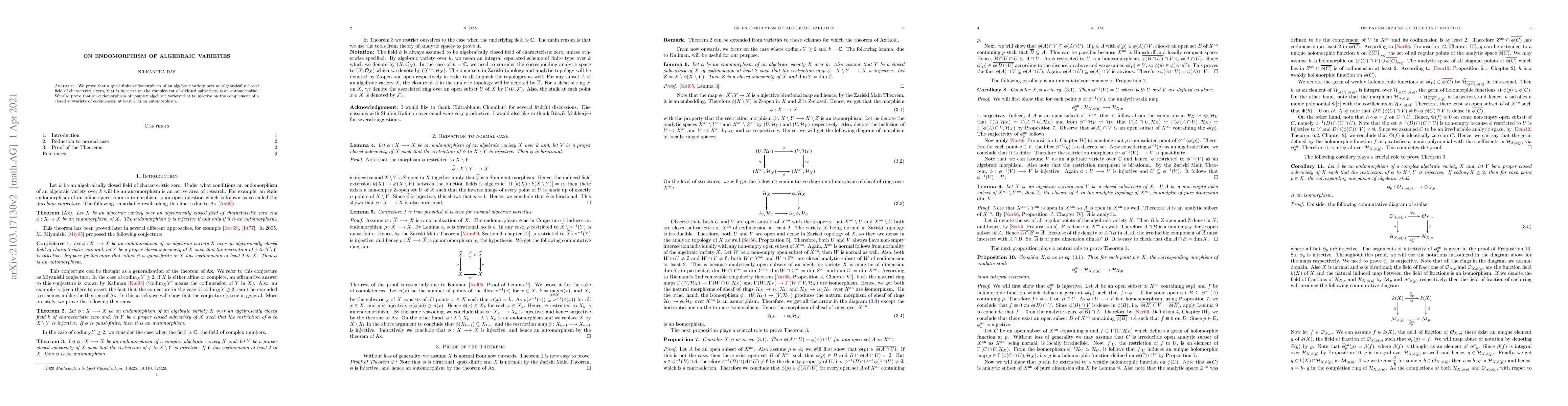 Thumbnail for On Endomorphism of Algebraic Varieties