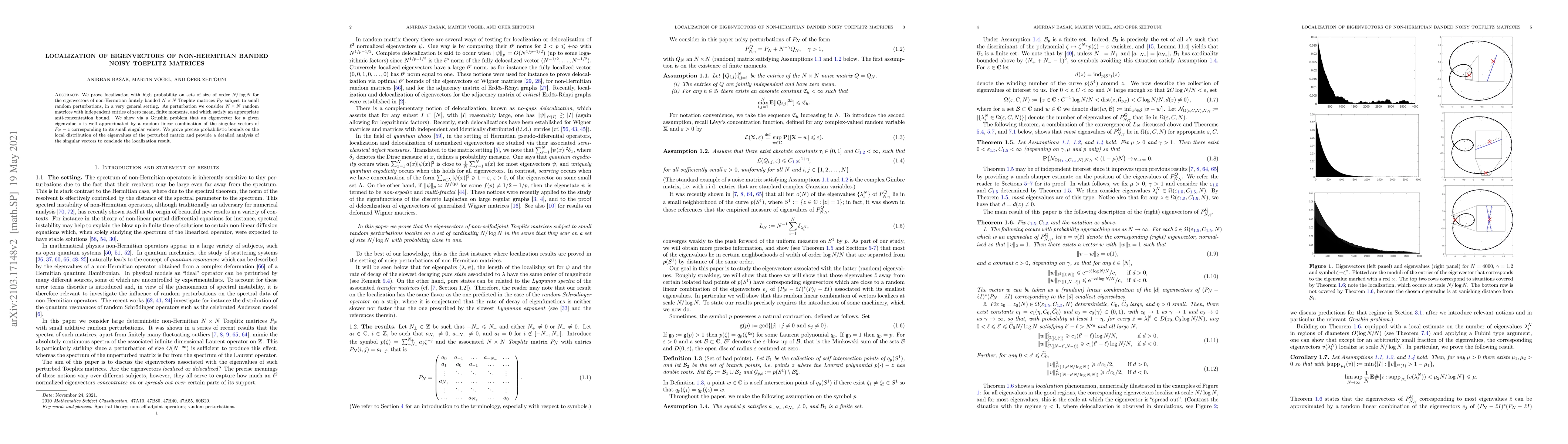 Thumbnail for Localization of eigenvectors of non-Hermitian banded noisy Toeplitz
  matrices