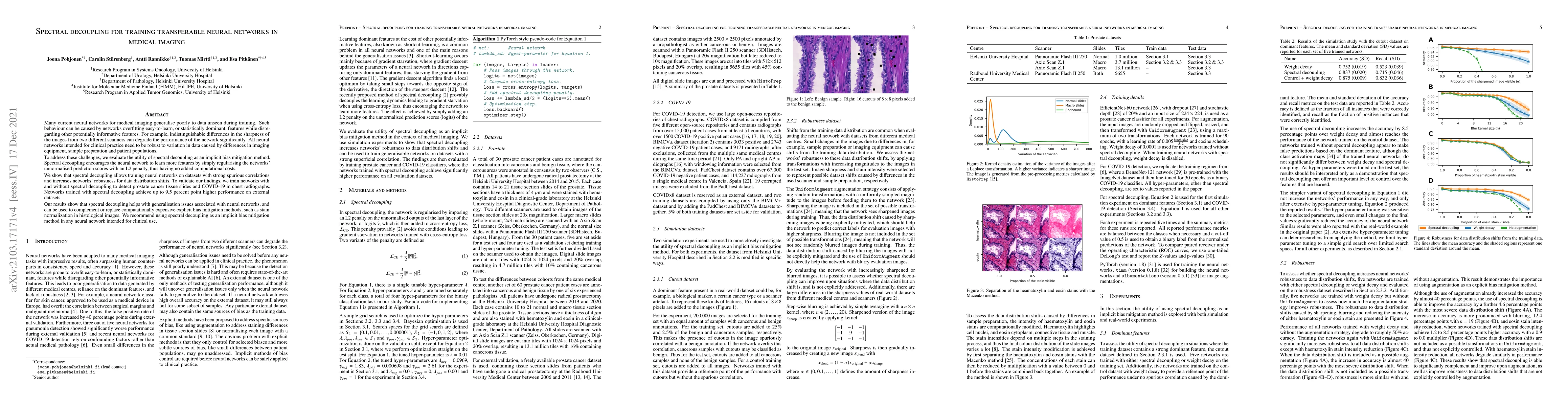Thumbnail for Spectral decoupling allows training transferable neural networks in
  medical imaging