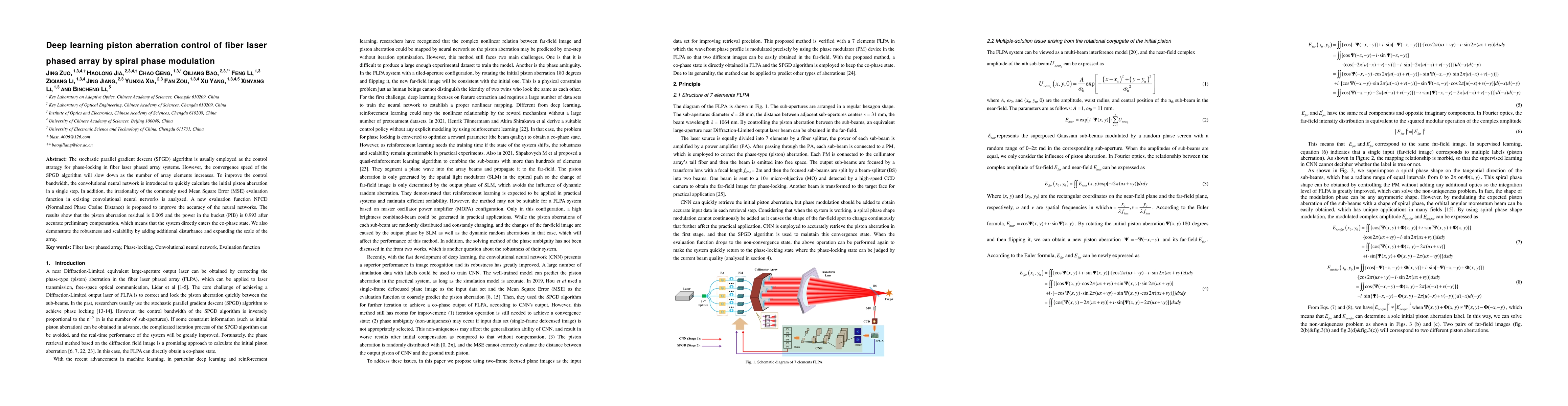 Thumbnail for Deep learning piston aberration control of fiber laser phased array by
  spiral phase modulation