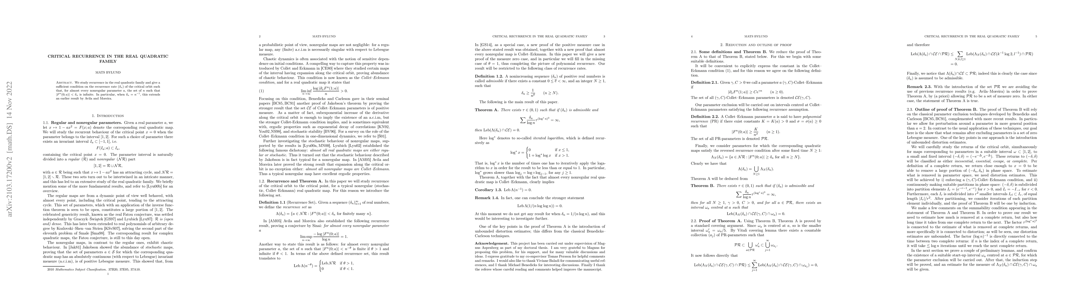 Thumbnail for Critical recurrence in the real quadratic family
