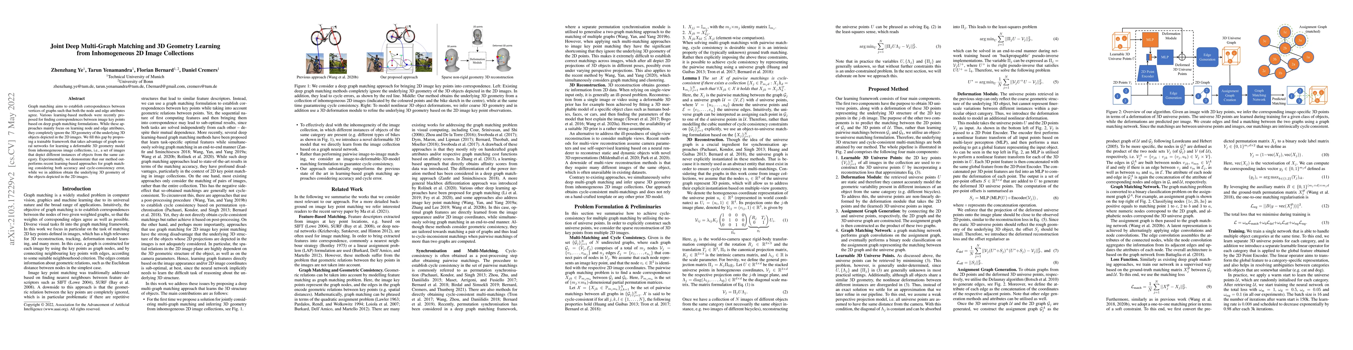 Thumbnail for Joint Deep Multi-Graph Matching and 3D Geometry Learning from
  Inhomogeneous 2D Image Collections