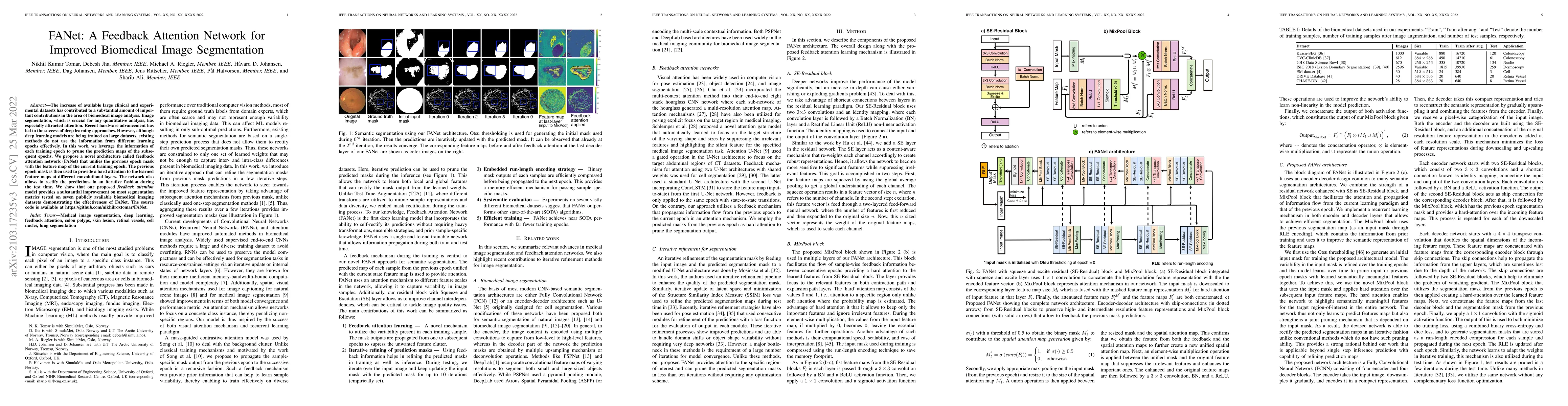 Thumbnail for FANet: A Feedback Attention Network for Improved Biomedical Image
  Segmentation