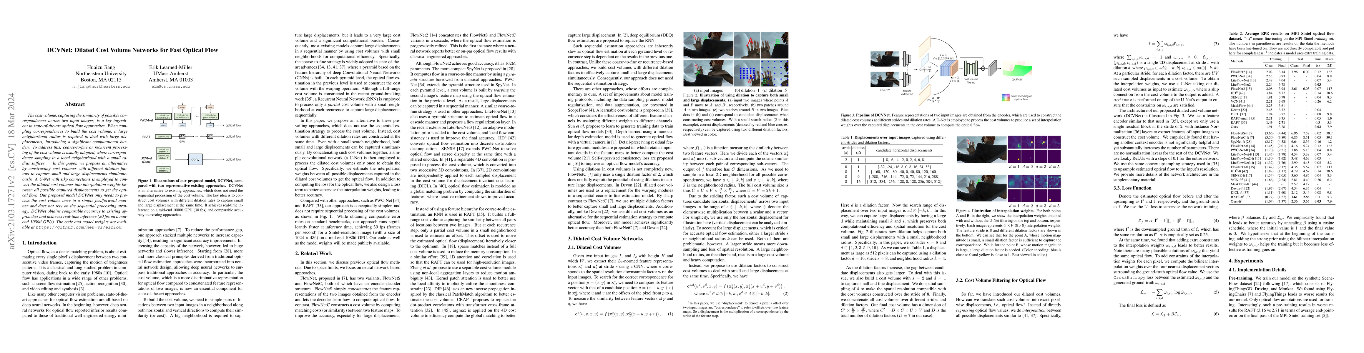 Thumbnail for DCVNet: Dilated Cost Volume Networks for Fast Optical Flow