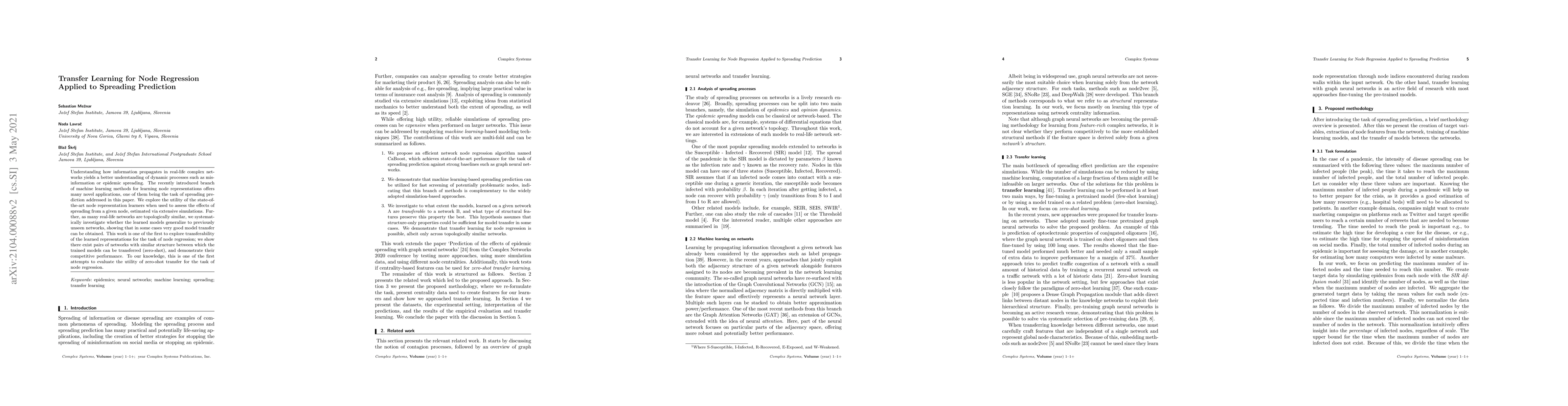 Thumbnail for Transfer Learning for Node Regression Applied to Spreading Prediction