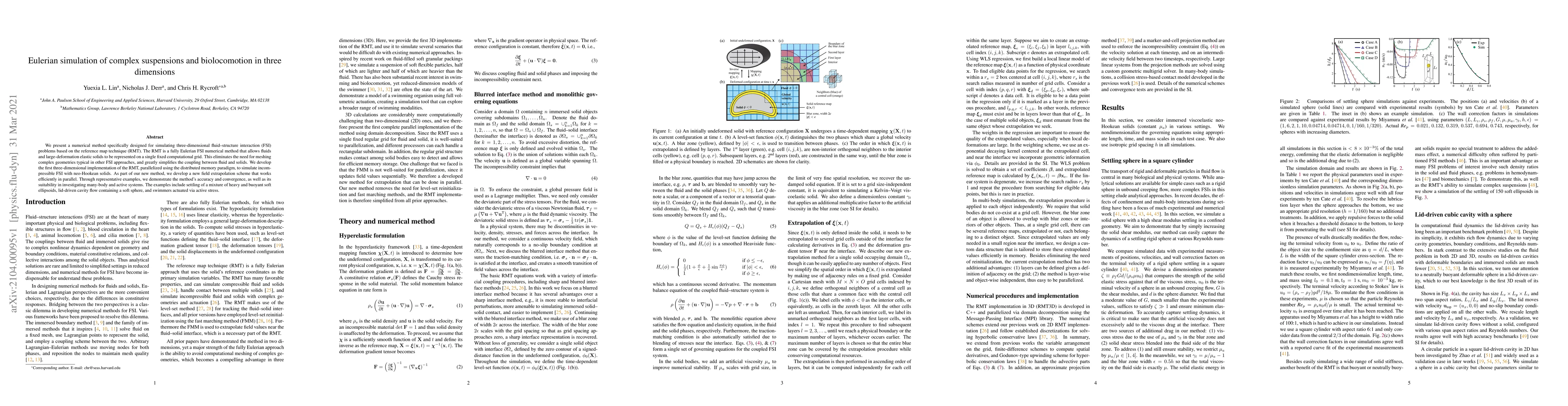 Thumbnail for Eulerian simulation of complex suspensions and biolocomotion in three
  dimensions