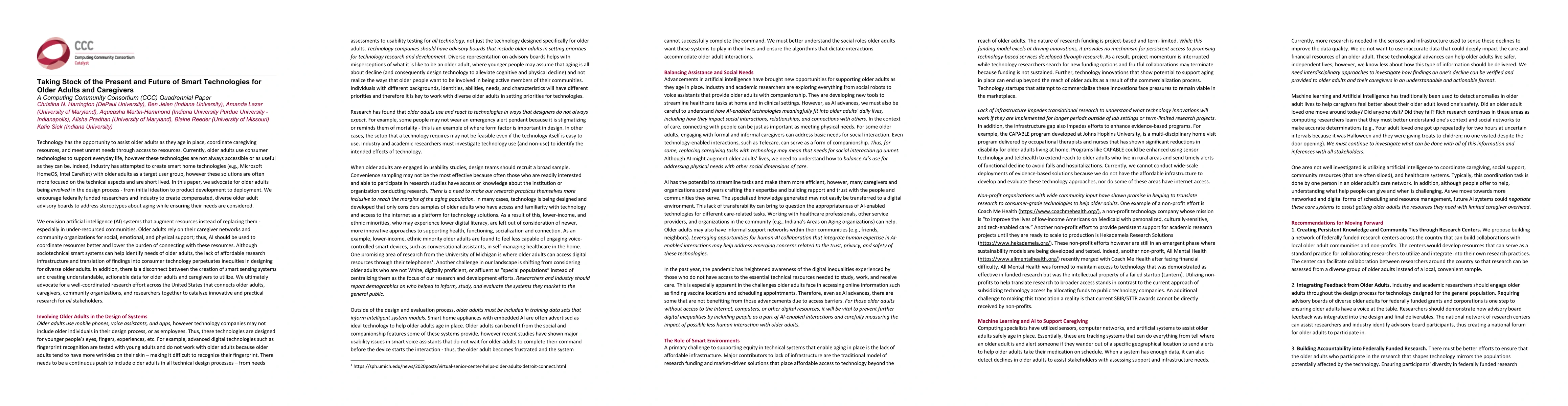Thumbnail for Taking Stock of the Present and Future of Smart Technologies for Older
  Adults and Caregivers