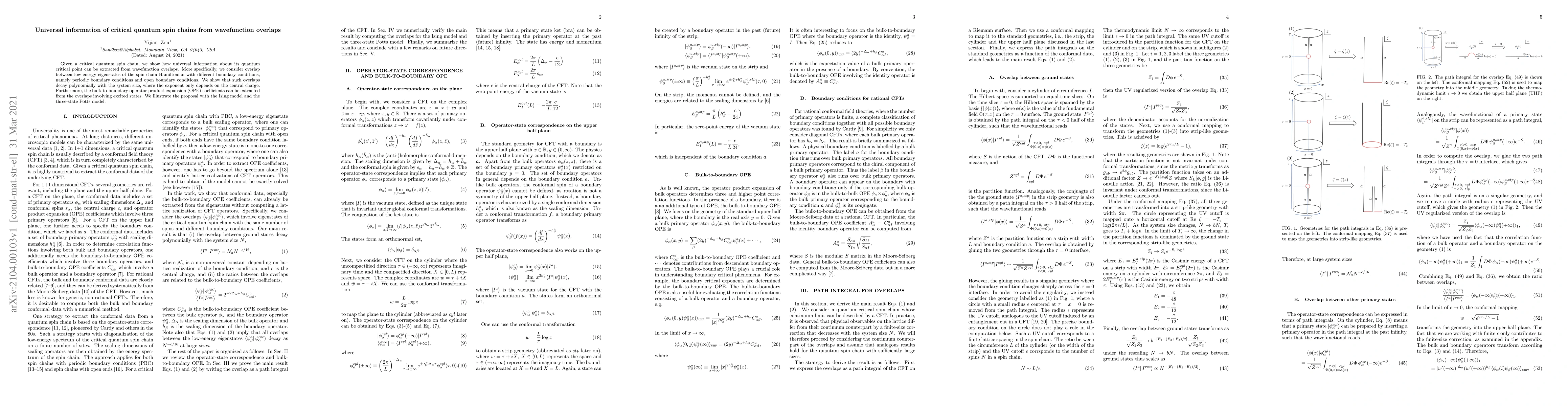 Thumbnail for Universal information of critical quantum spin chains from wavefunction
  overlaps
