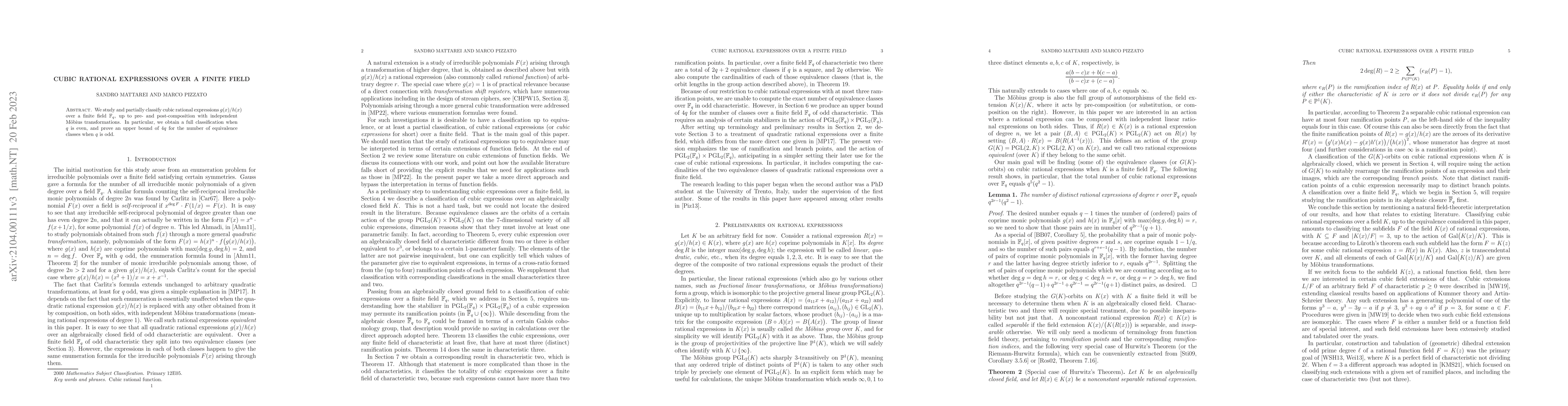 Thumbnail for Cubic rational expressions over a finite field