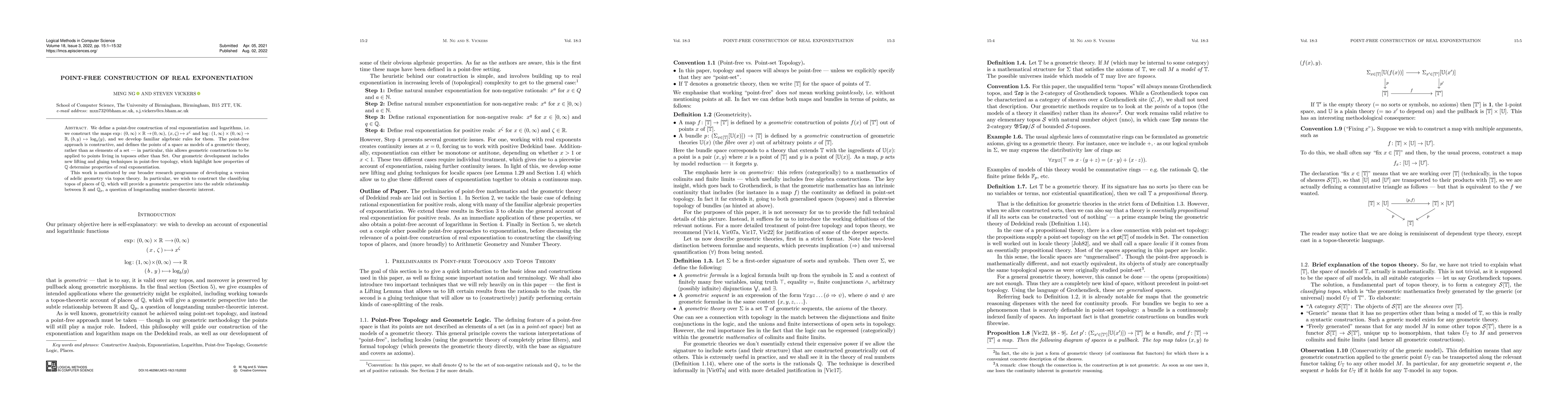 Thumbnail for Point-free Construction of Real Exponentiation