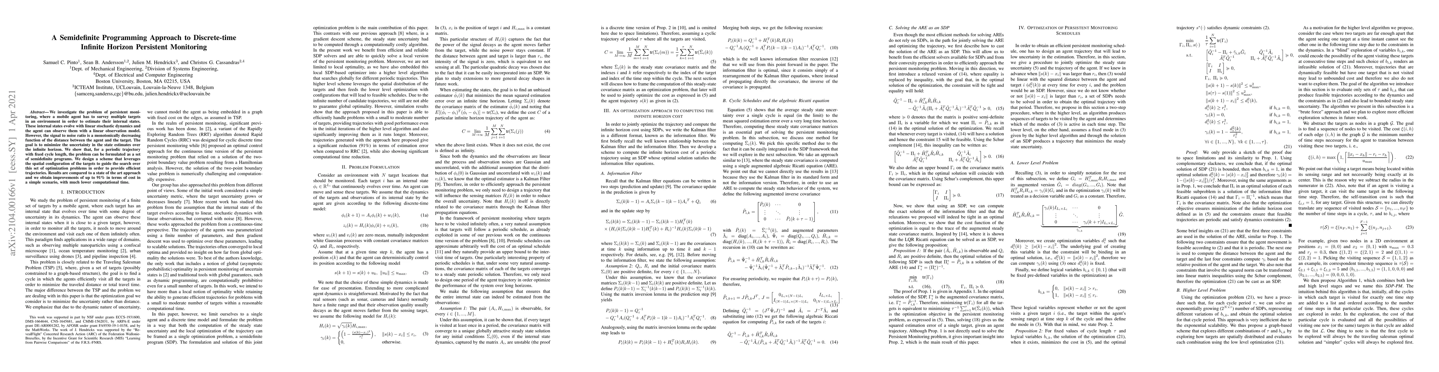 Thumbnail for A Semidefinite Programming Approach to Discrete-time Infinite Horizon
  Persistent Monitoring
