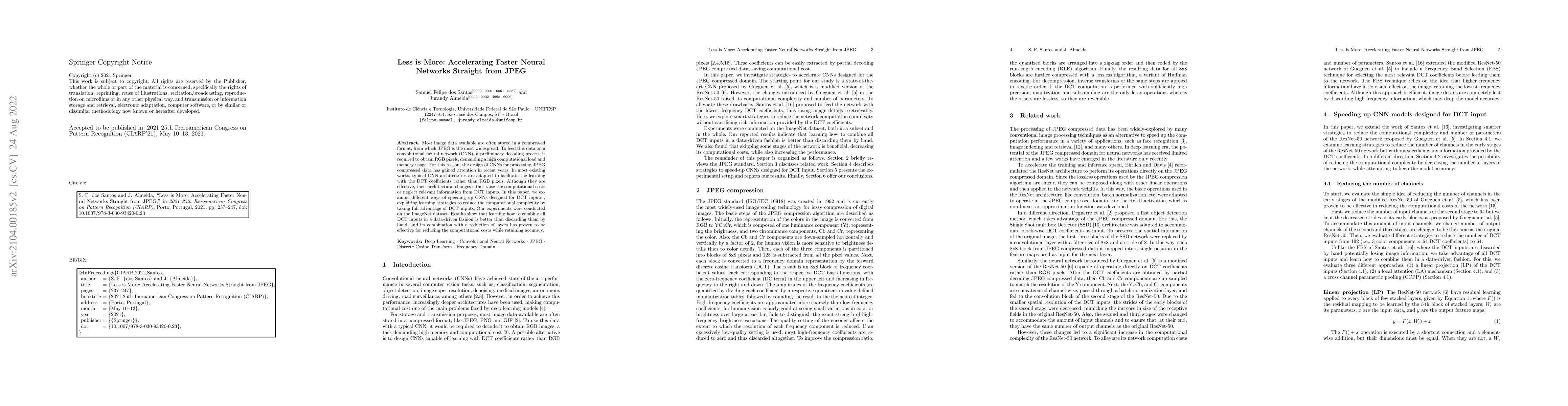 Thumbnail for Less is More: Accelerating Faster Neural Networks Straight from JPEG