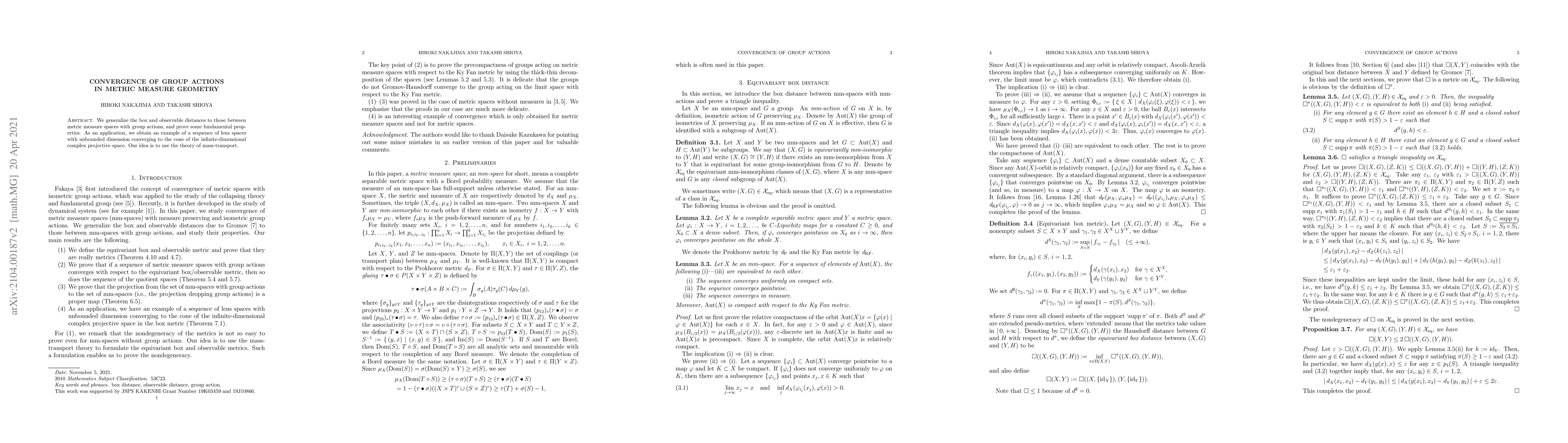 Thumbnail for Convergence of group actions in metric measure geometry