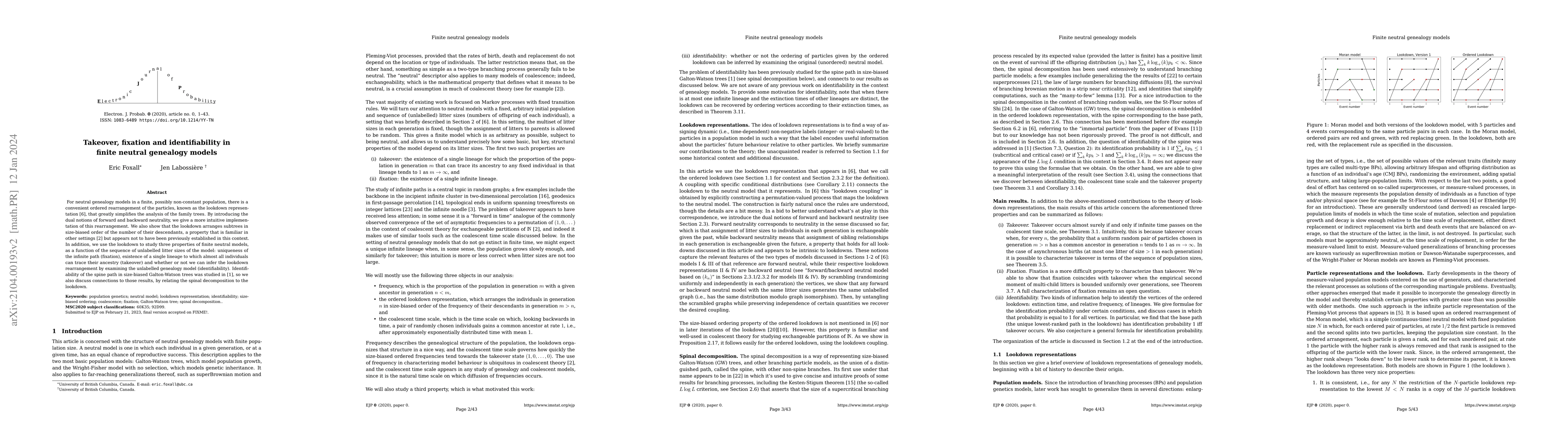 Thumbnail for Takeover, fixation and identifiability in finite neutral genealogy
  models