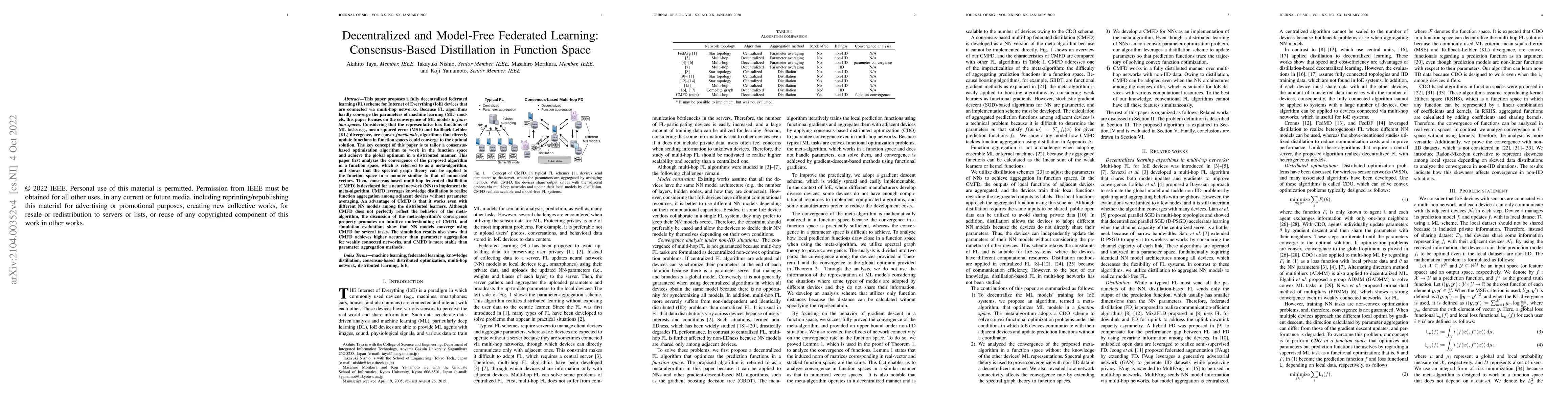 Thumbnail for Decentralized and Model-Free Federated Learning: Consensus-Based
  Distillation in Function Space