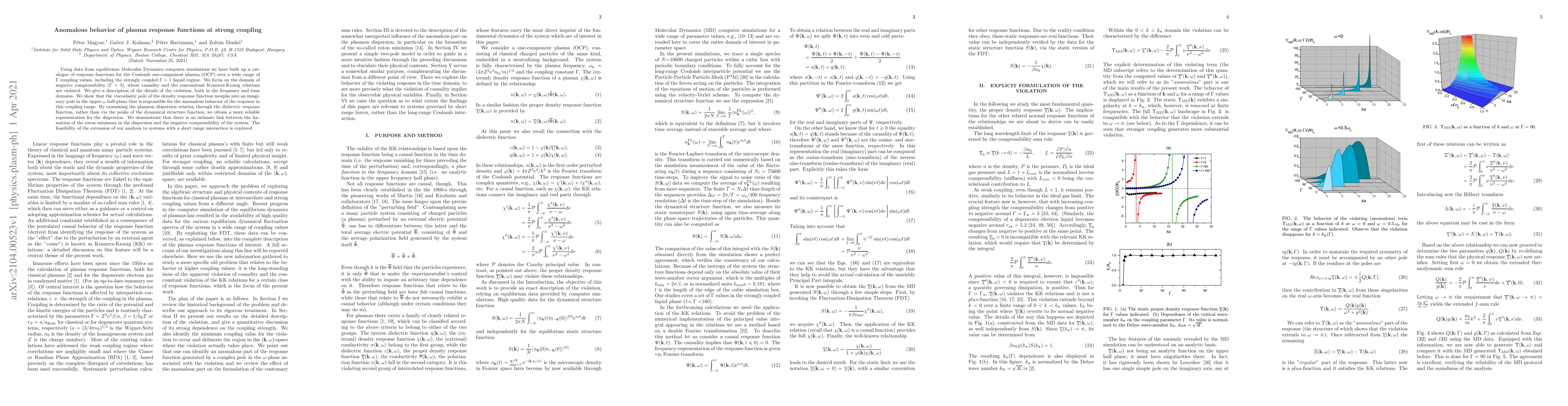 Thumbnail for Anomalous behavior of plasma response functions at strong coupling