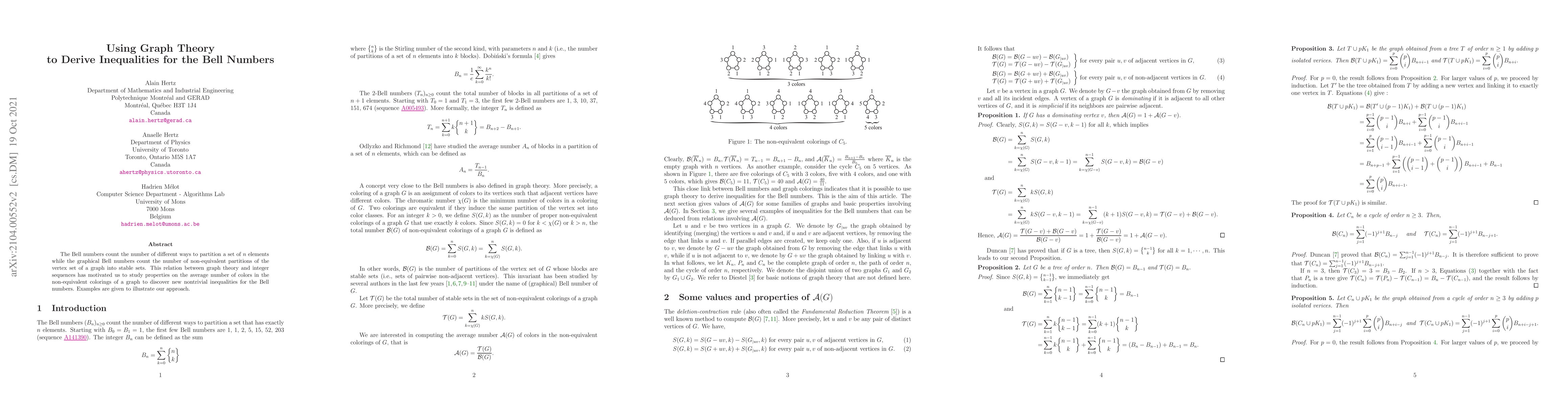 Thumbnail for Using Graph Theory to Derive Inequalities for the Bell Numbers