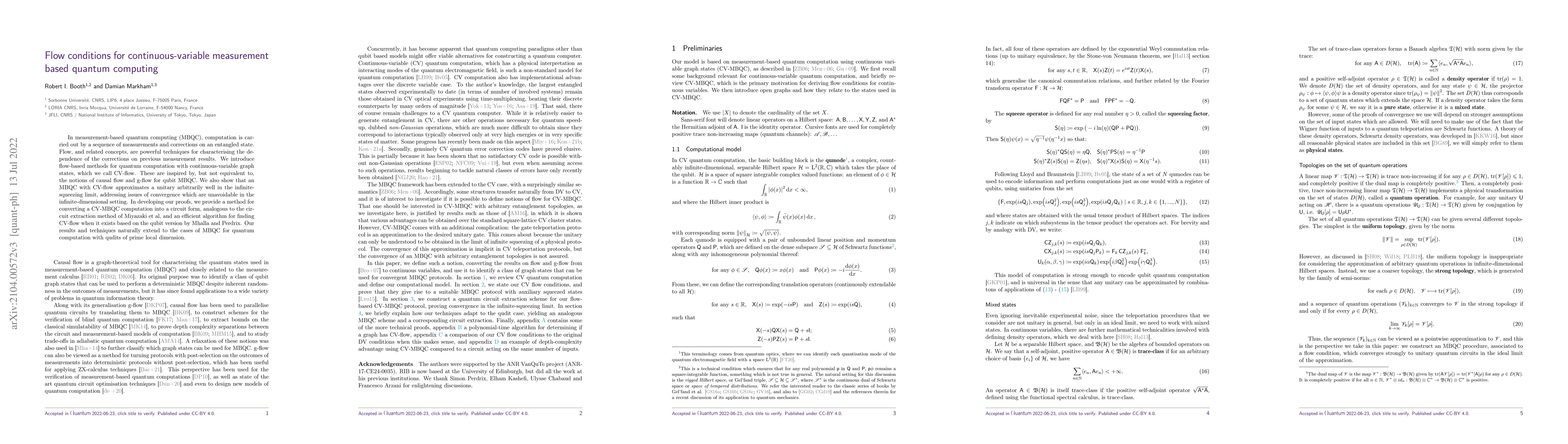 Thumbnail for Flow conditions for continuous variable measurement-based quantum
  computing