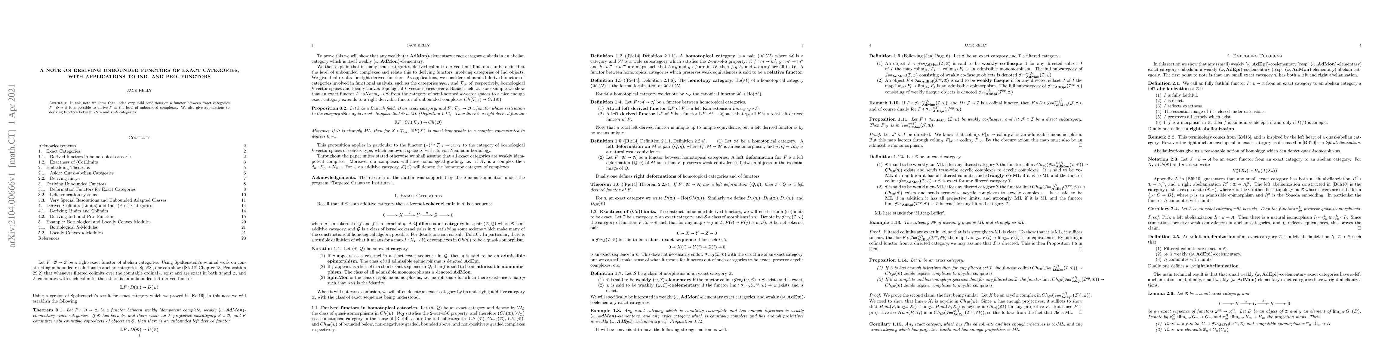 Thumbnail for A note on deriving unbounded functors of exact categories, with
  applications to Ind- and Pro- functors