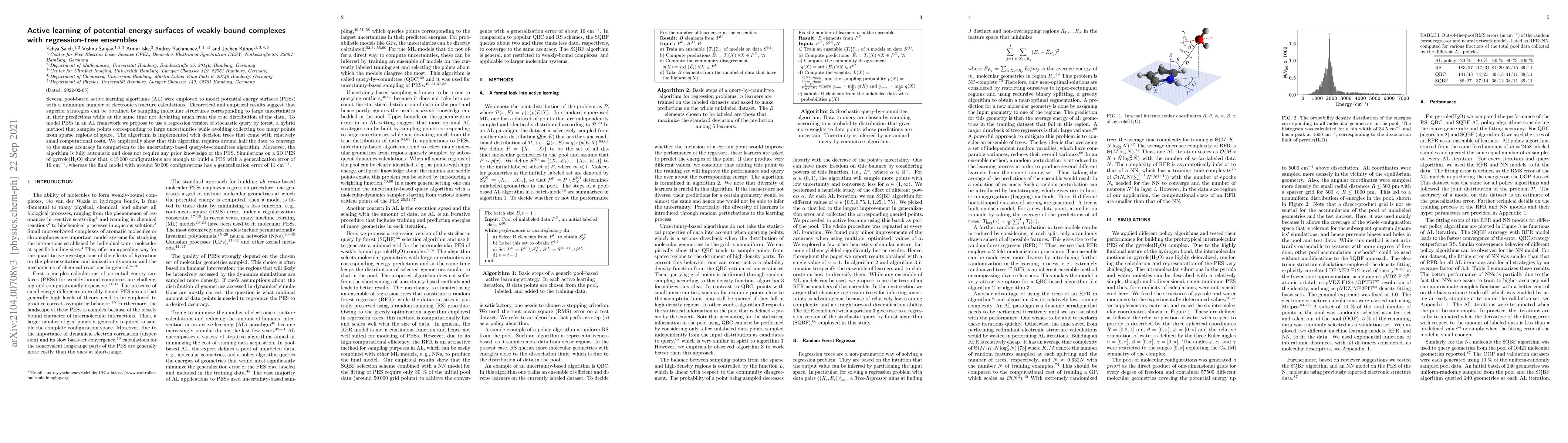 Thumbnail for Active learning of potential-energy surfaces of weakly-bound complexes
  with regression-tree ensembles