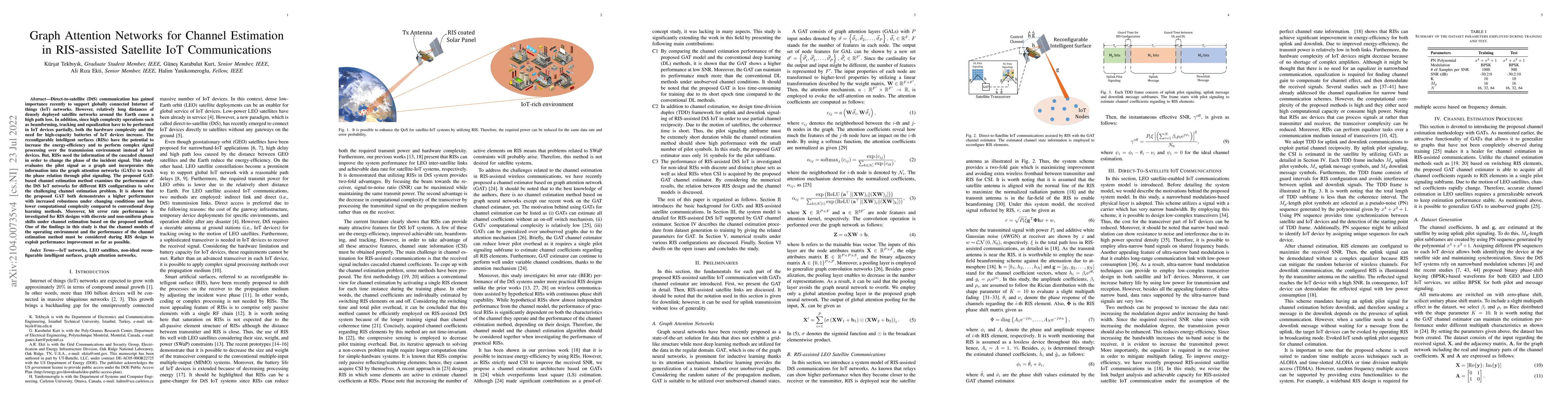 Thumbnail for Graph Attention Networks for Channel Estimation in RIS-assisted
  Satellite IoT Communications