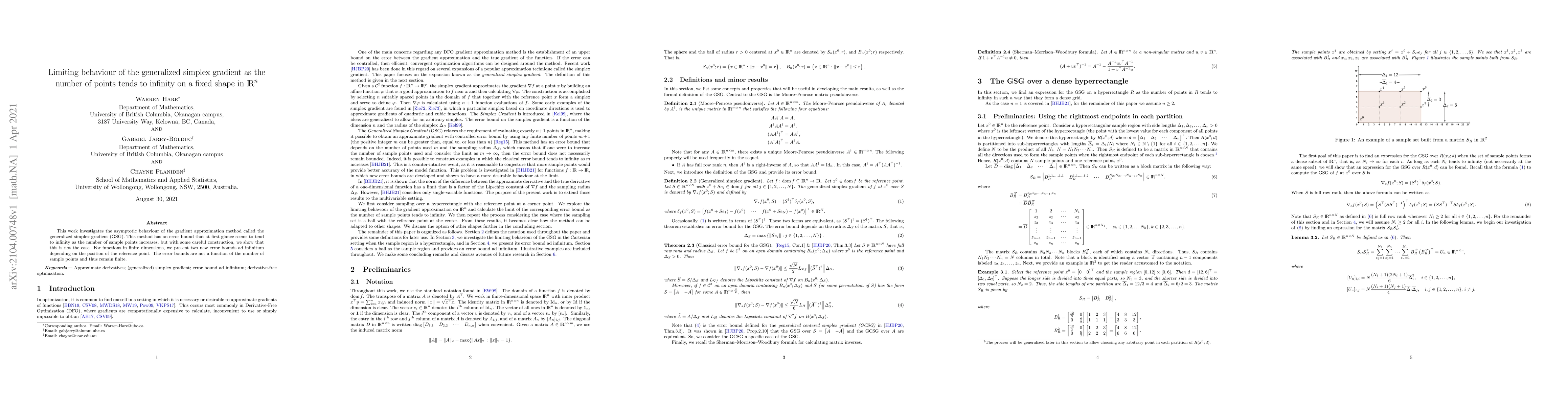Thumbnail for Limiting behaviour of the generalized simplex gradient as the number of
  points tends to infinity on a fixed shape in R^n