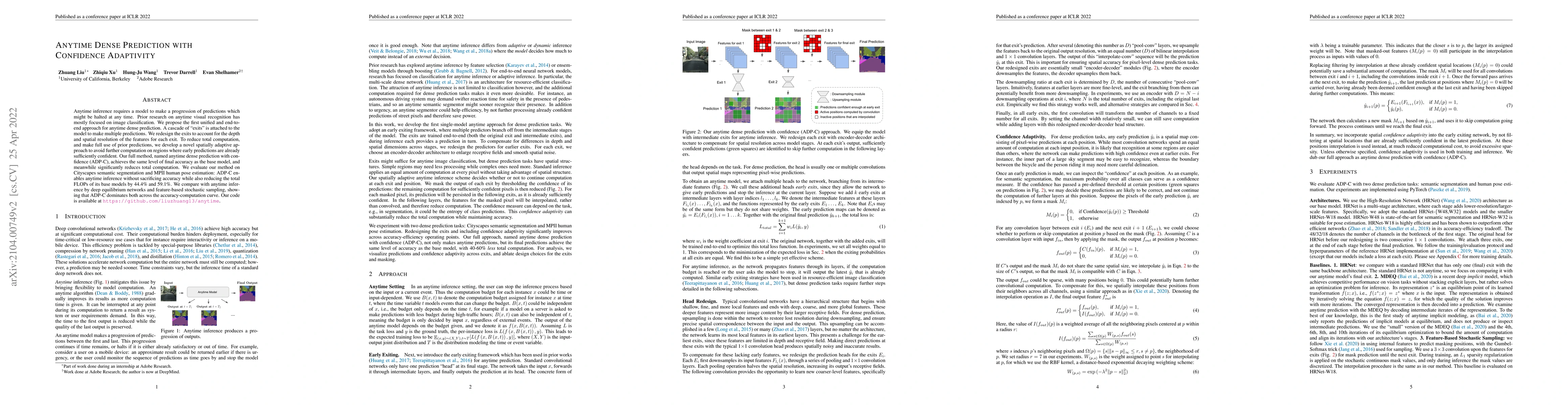 Thumbnail for Anytime Dense Prediction with Confidence Adaptivity