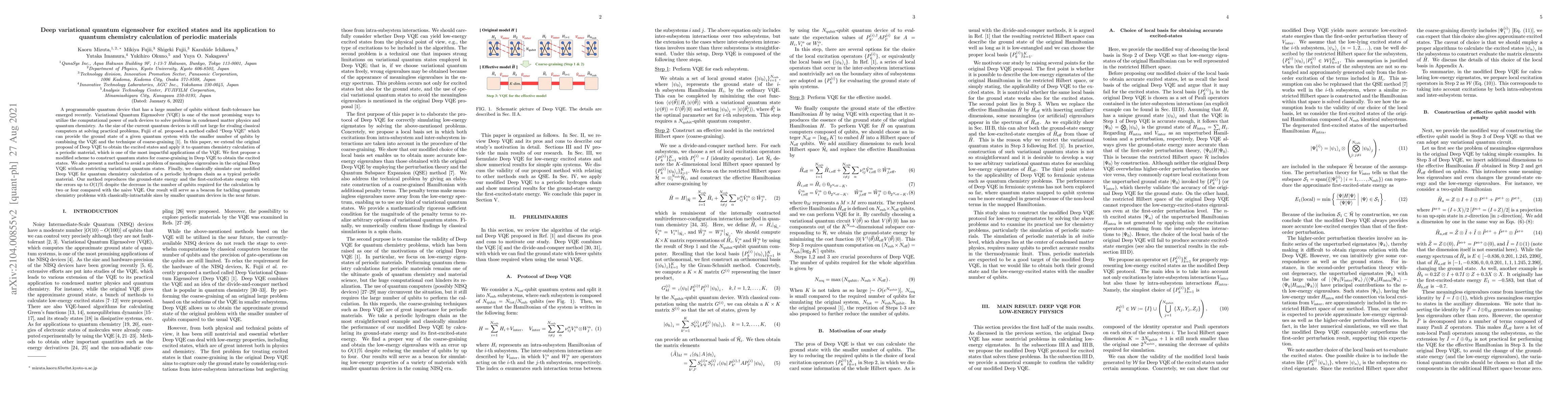 Thumbnail for Deep variational quantum eigensolver for excited states and its
  application to quantum chemistry calculation of periodic materials