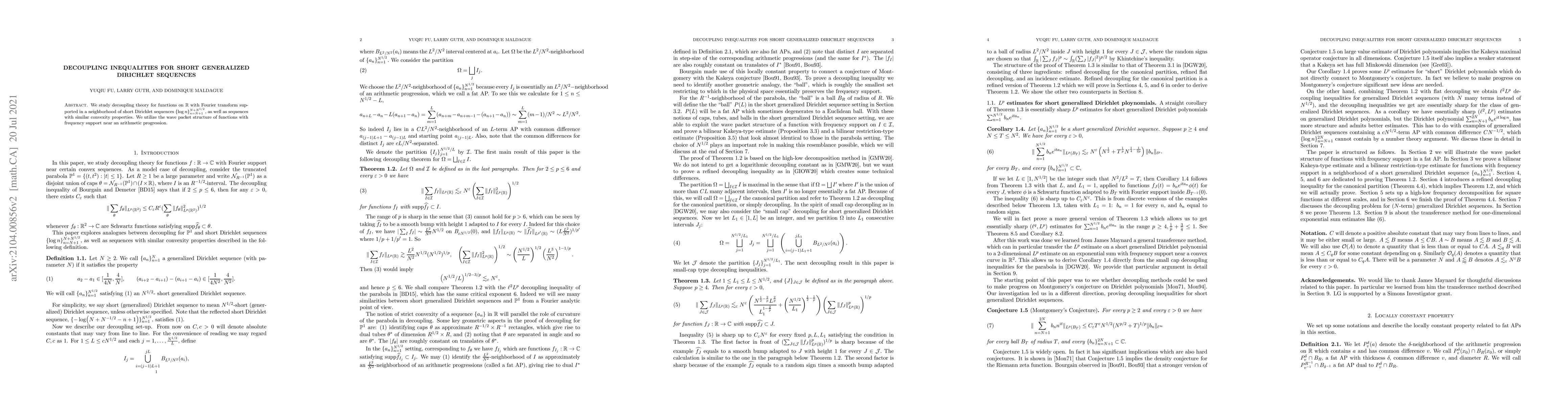 Thumbnail for Decoupling inequalities for short generalized Dirichlet sequences