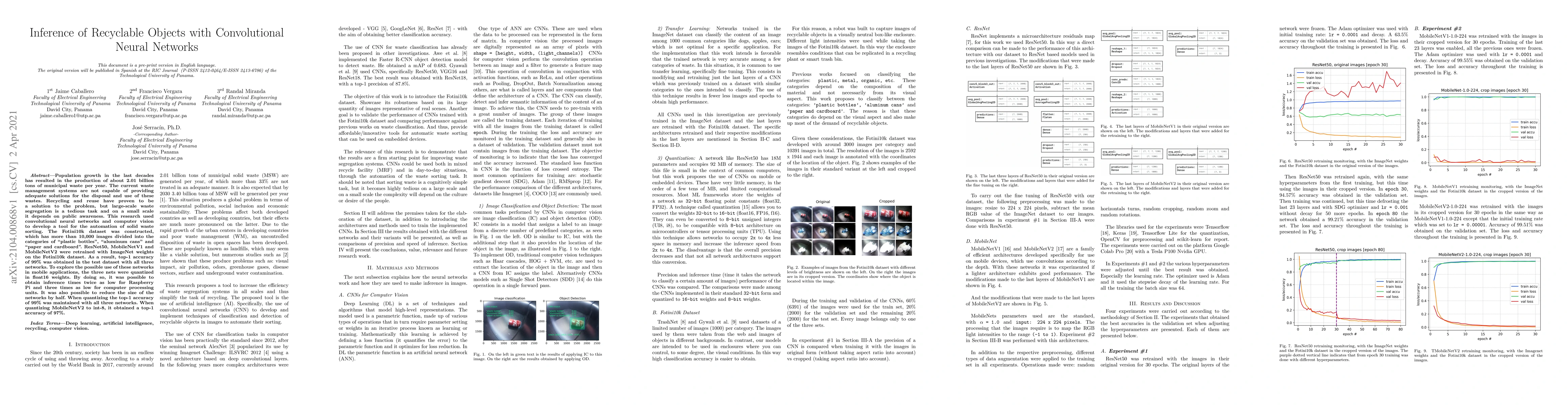 Thumbnail for Inference of Recyclable Objects with Convolutional Neural Networks