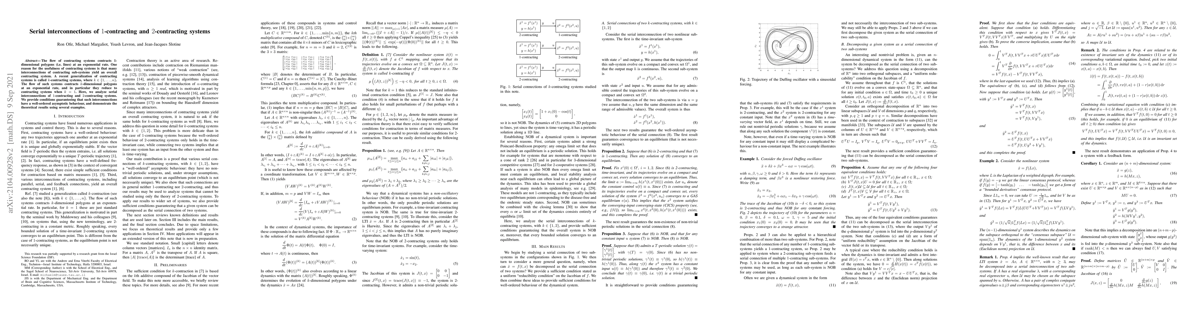 Thumbnail for Serial interconnections of 1-contracting and 2-contracting systems