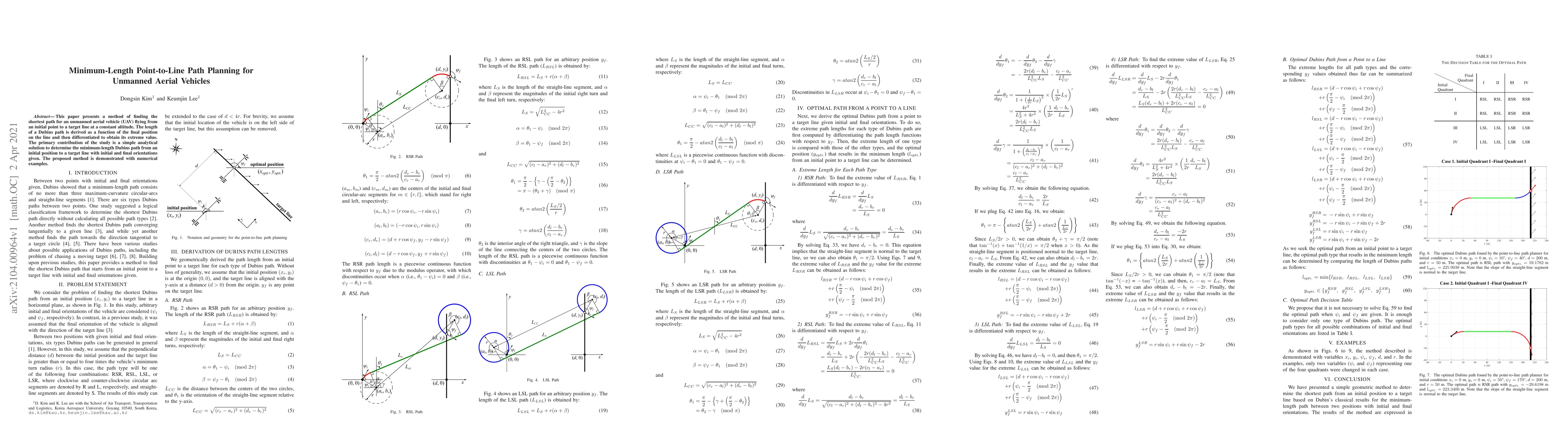 Thumbnail for Minimum-Length Point-to-Line Path Planning for Unmanned Aerial Vehicles
