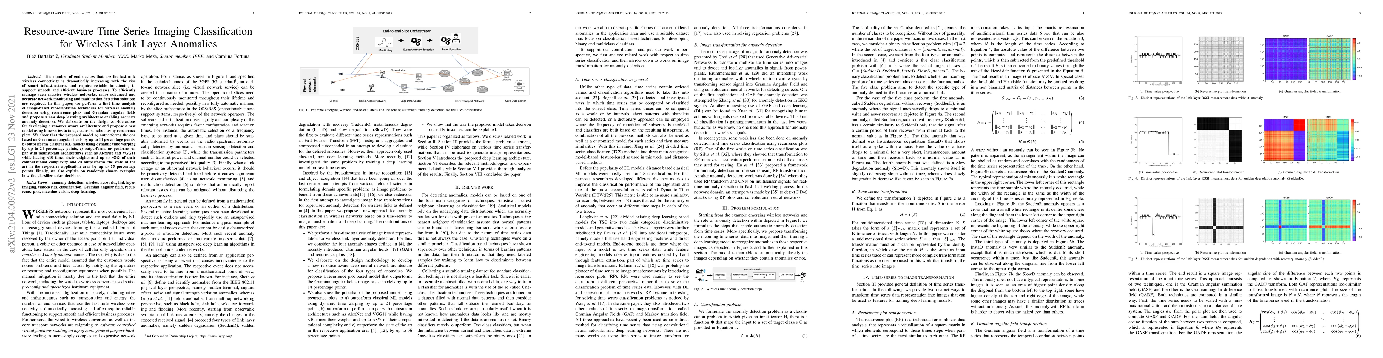 Thumbnail for Resource-aware Time Series Imaging Classification for Wireless Link
  Layer Anomalies