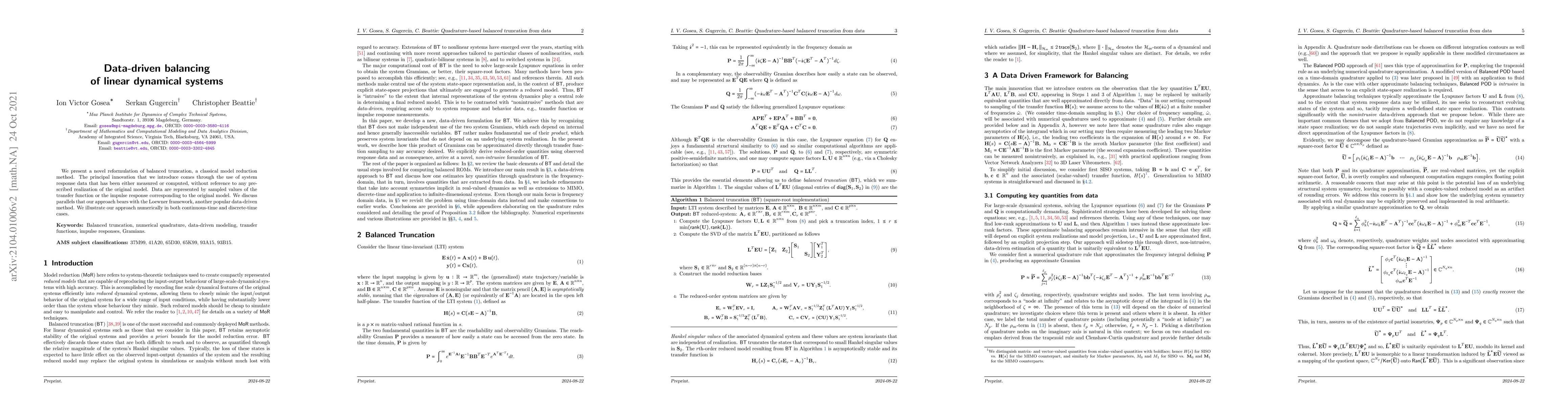 Thumbnail for Data-driven balancing of linear dynamical systems