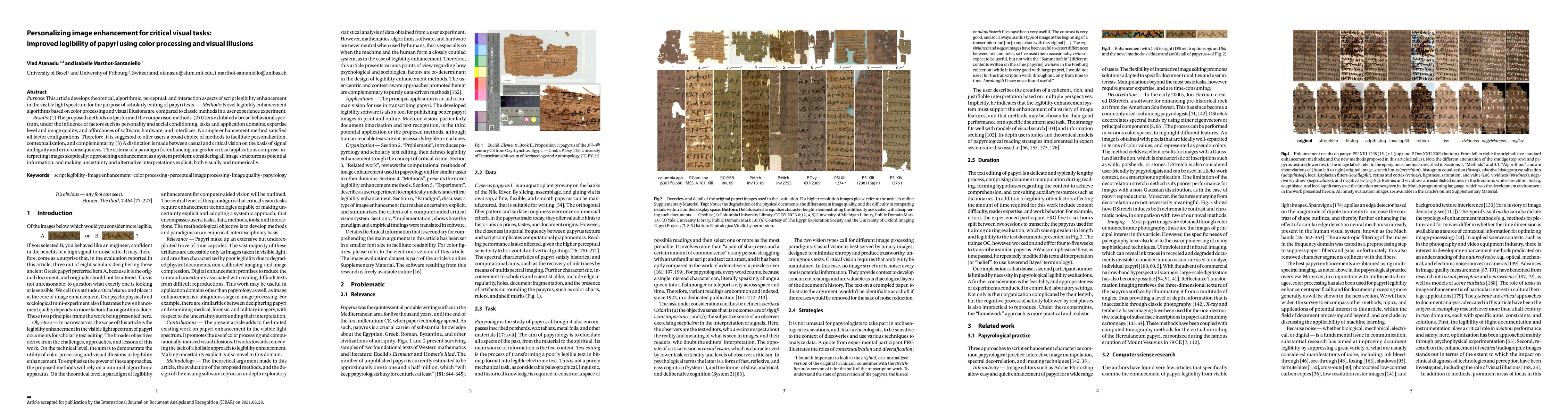 Thumbnail for Personalizing image enhancement for critical visual tasks: improved
  legibility of papyri using color processing and visual illusions