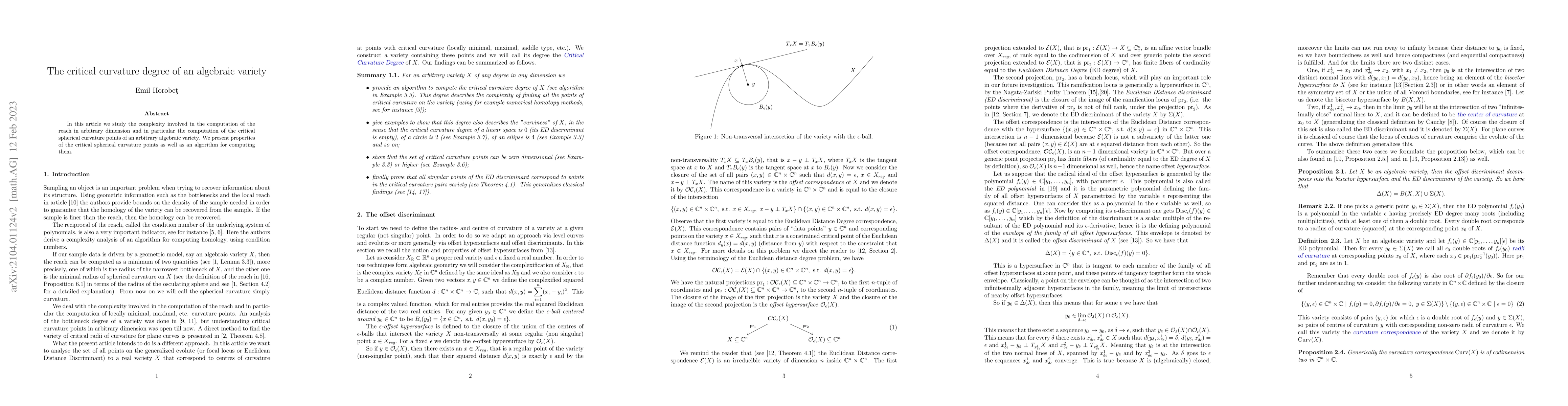 Thumbnail for The critical curvature degree of an algebraic variety