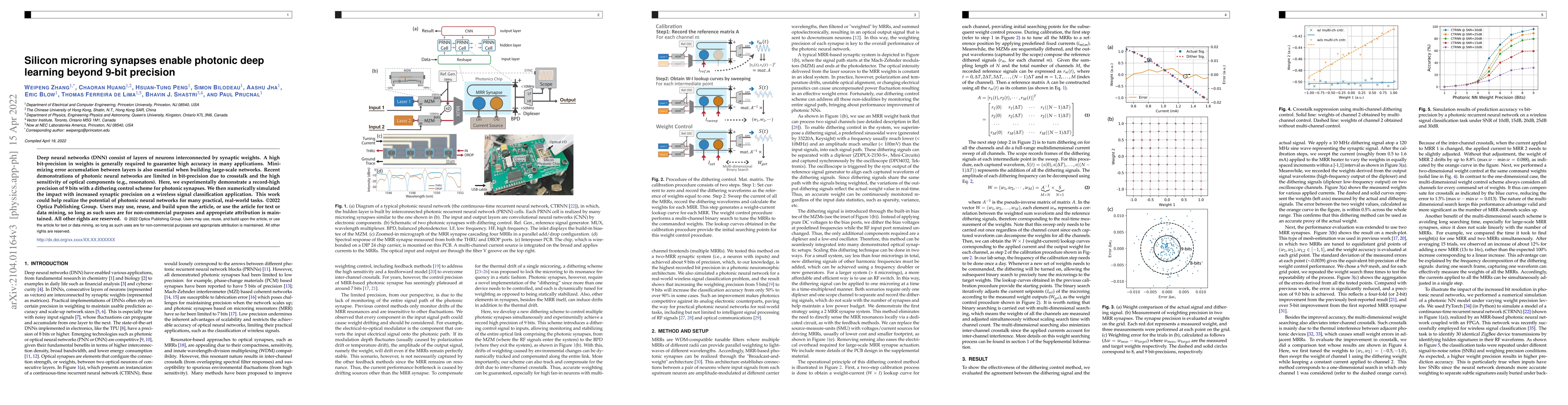 Thumbnail for Silicon microring synapses enable photonic deep learning beyond 9-bit
  precision