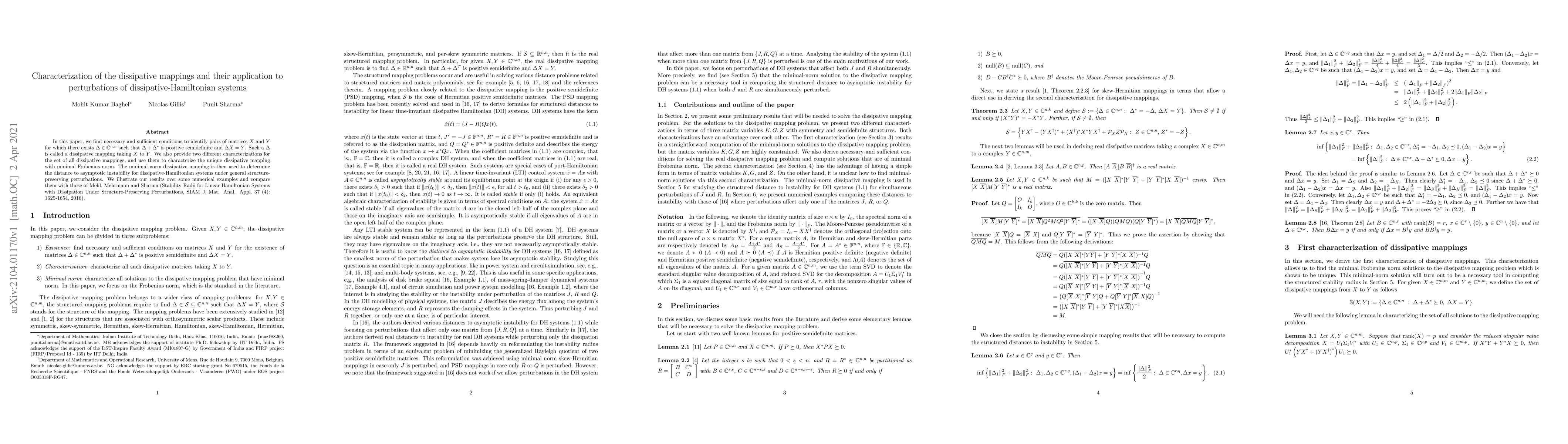 Thumbnail for Characterization of the dissipative mappings and their application to
  perturbations of dissipative-Hamiltonian systems