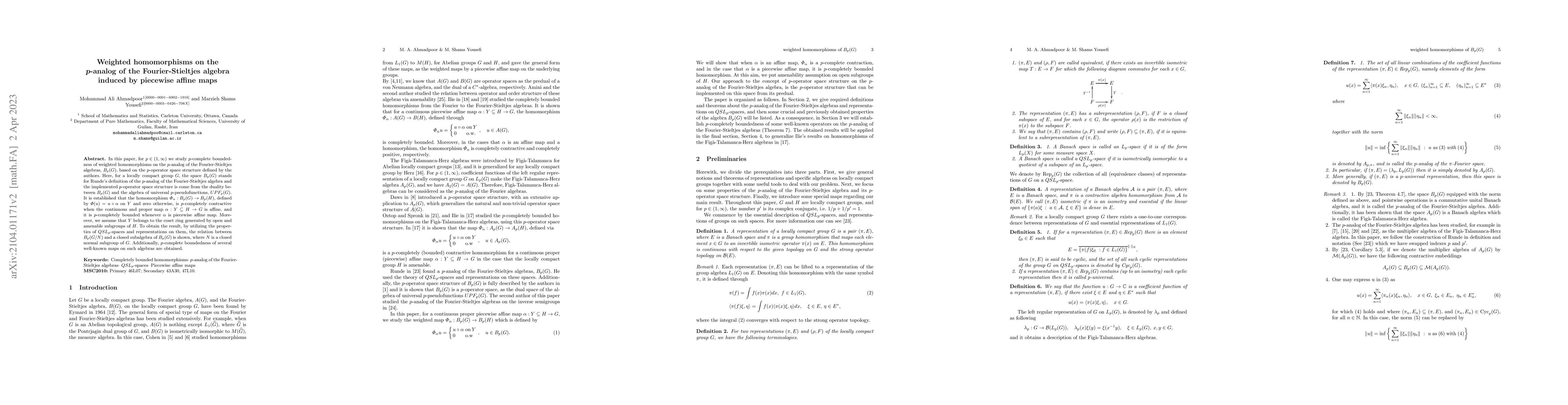 Thumbnail for Weighted homomorphisms on the $p$-analog of the Fourier-Stieltjes
  algebra induced by piecewise affine maps