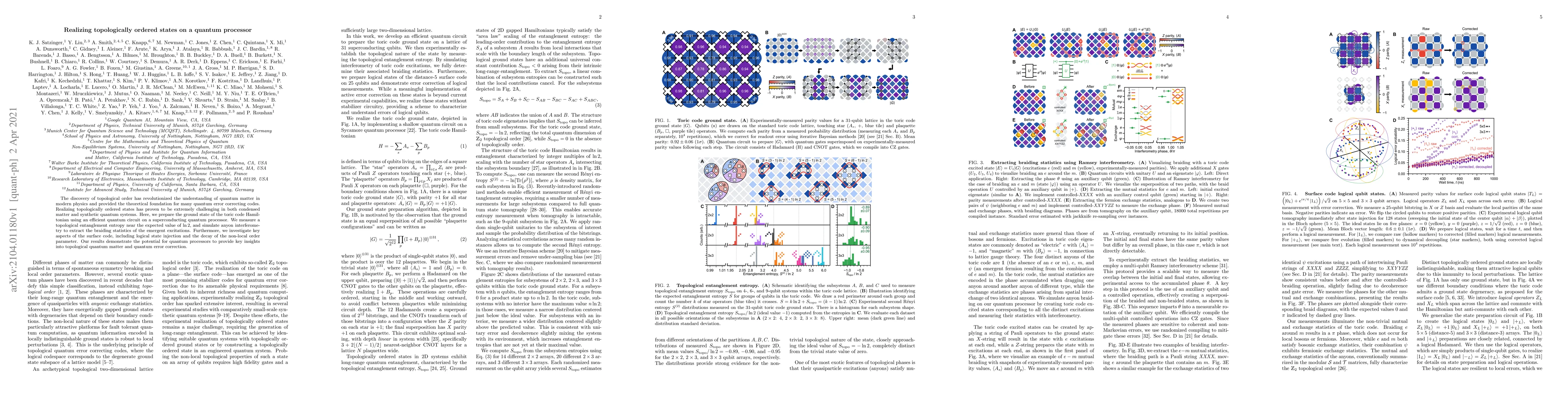 Thumbnail for Realizing topologically ordered states on a quantum processor
