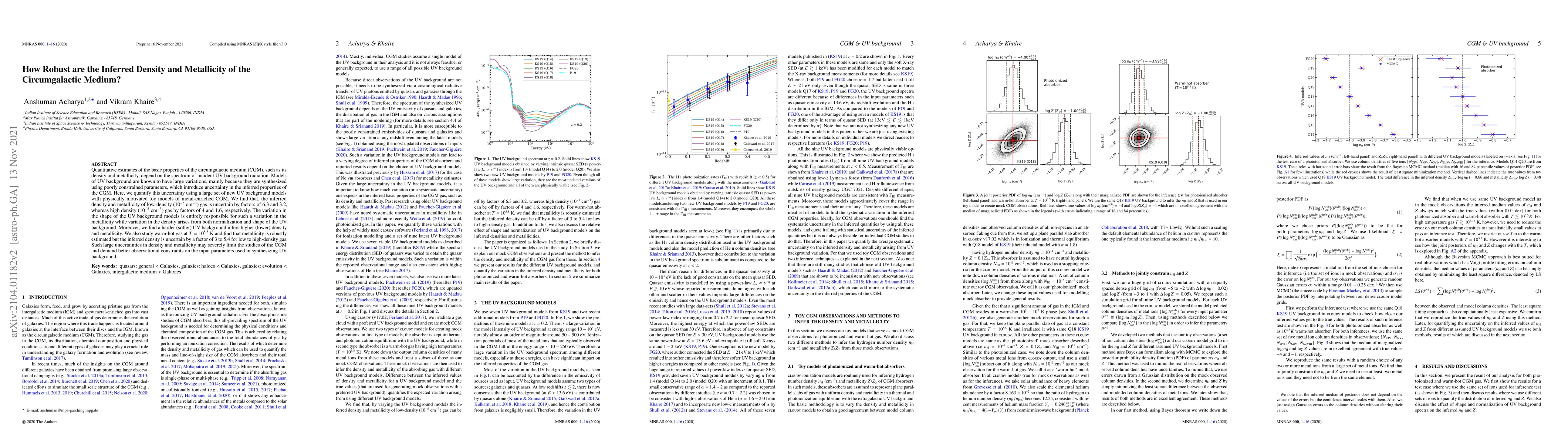 Thumbnail for How Robust are the Inferred Density and Metallicity of the
  Circumgalactic Medium?