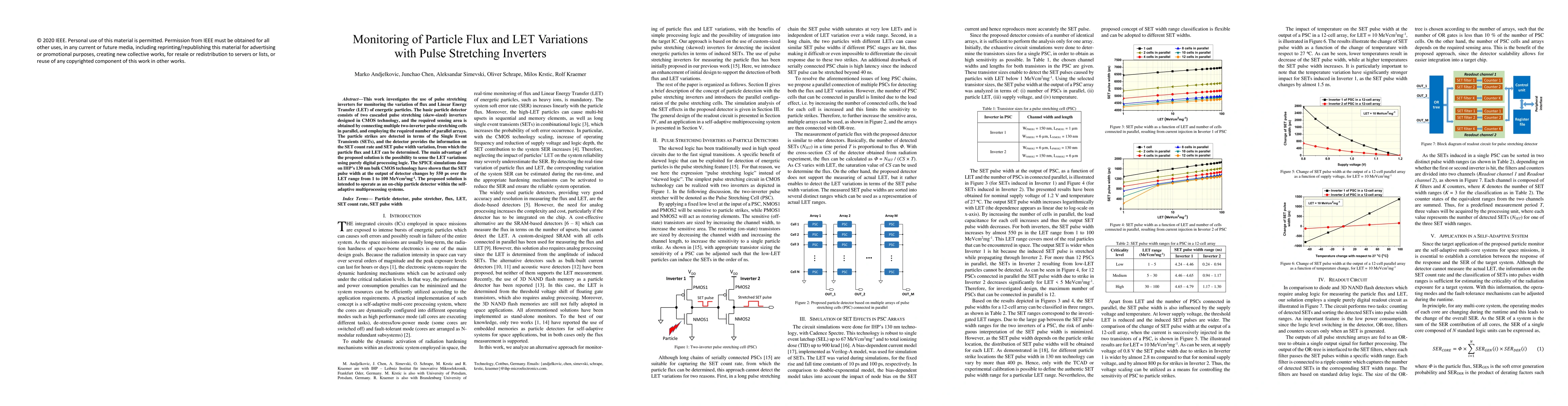Thumbnail for Monitoring of Particle Flux and LET Variations with Pulse Stretching
  Inverters