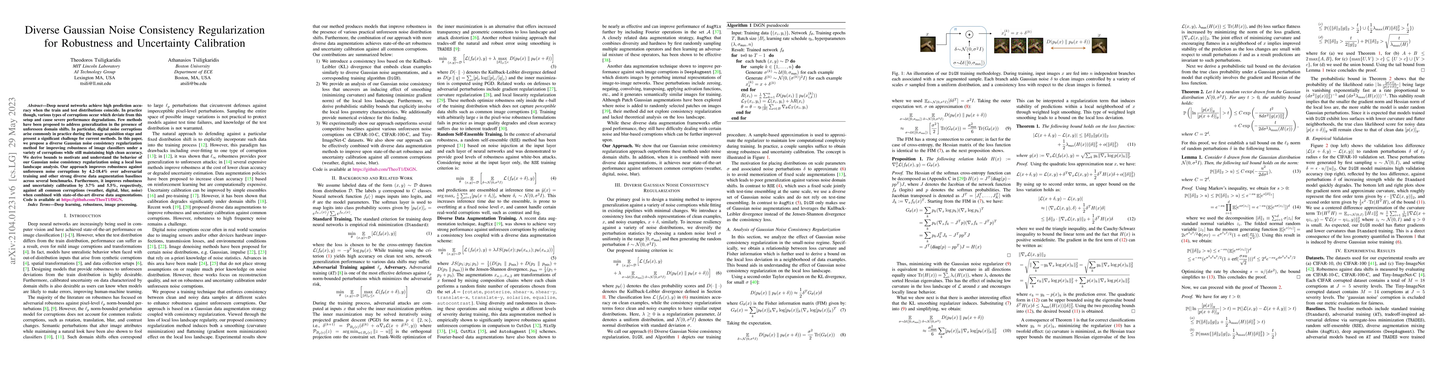 Thumbnail for Diverse Gaussian Noise Consistency Regularization for Robustness and
  Uncertainty Calibration